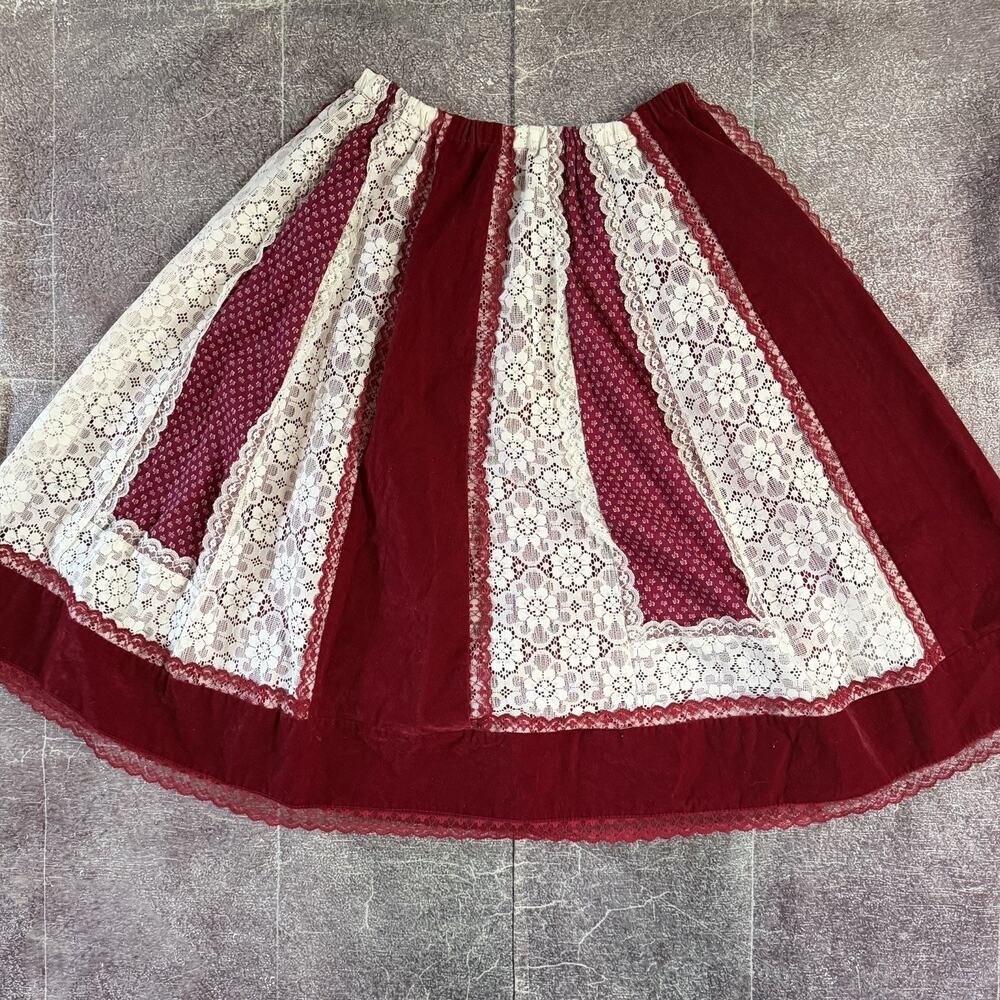 Women's Vintage 60's Carefree Fashions Lace Maxi Cottage Core Skirt Sz M 29 X 26